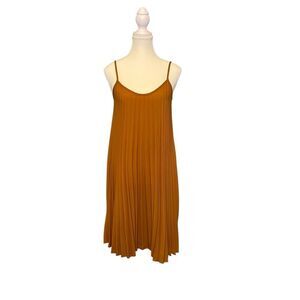 See You Monday Pleated Slip Dress Size Medium in Rust